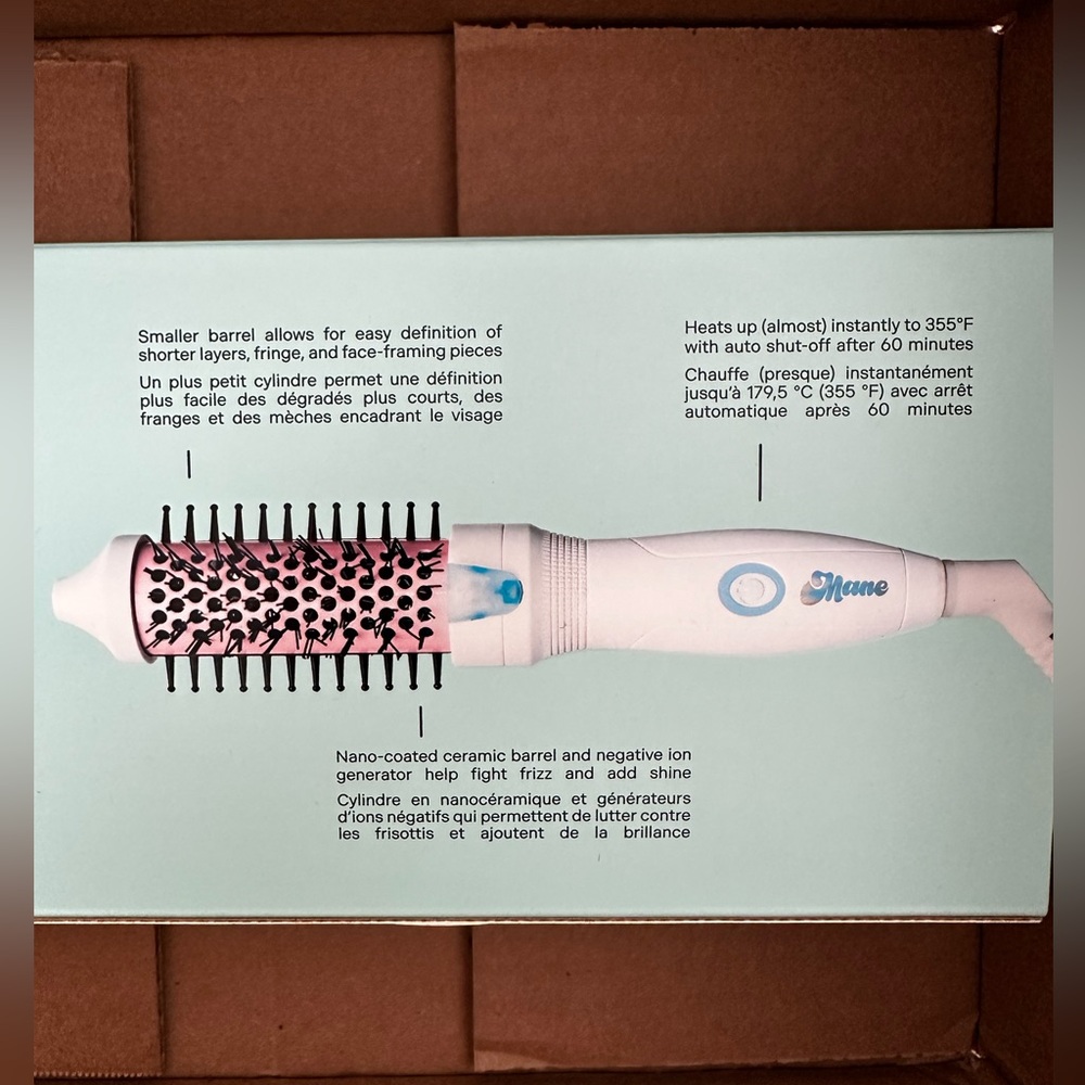 Mane White and Pink Mini Hot Round Brush - Picture 3 of 10